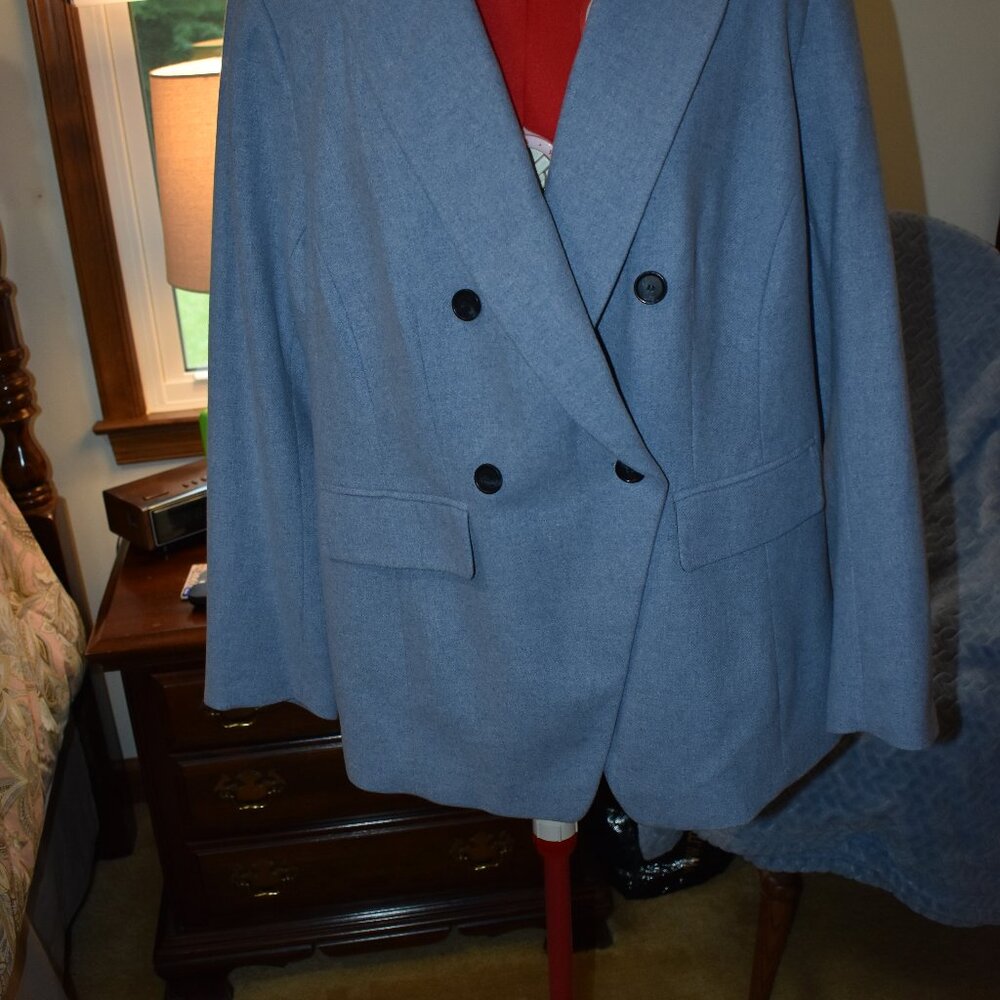 LOFT Double-Breasted Light Blue Blazer